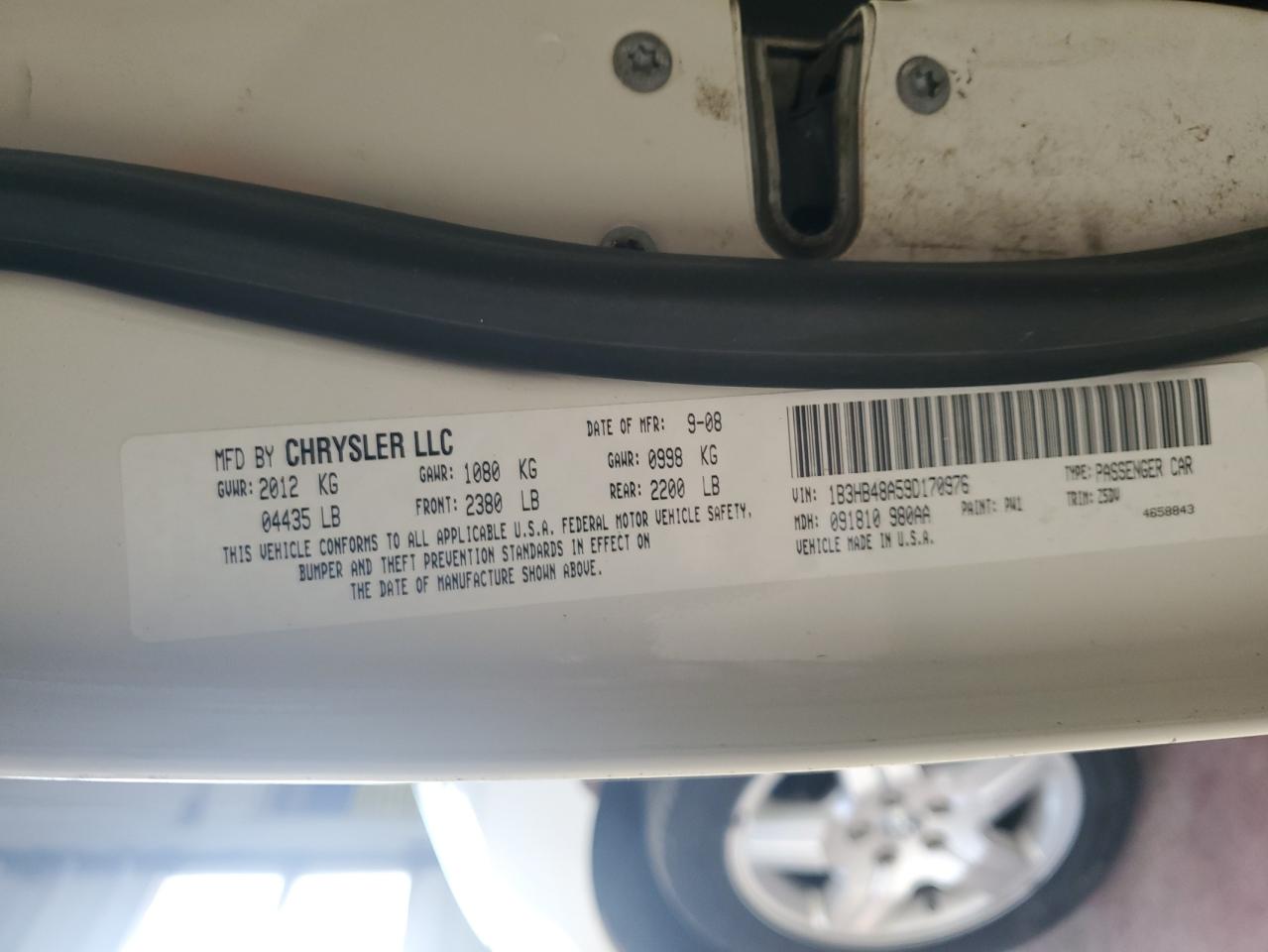 2009 Dodge Caliber Sxt VIN: 1B3HB48A59D170976 Lot: 53207495