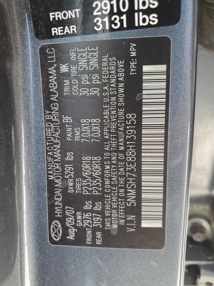 2008 Hyundai Santa Fe Se VIN: 5NMSH73E88H139158 Lot: 54478565