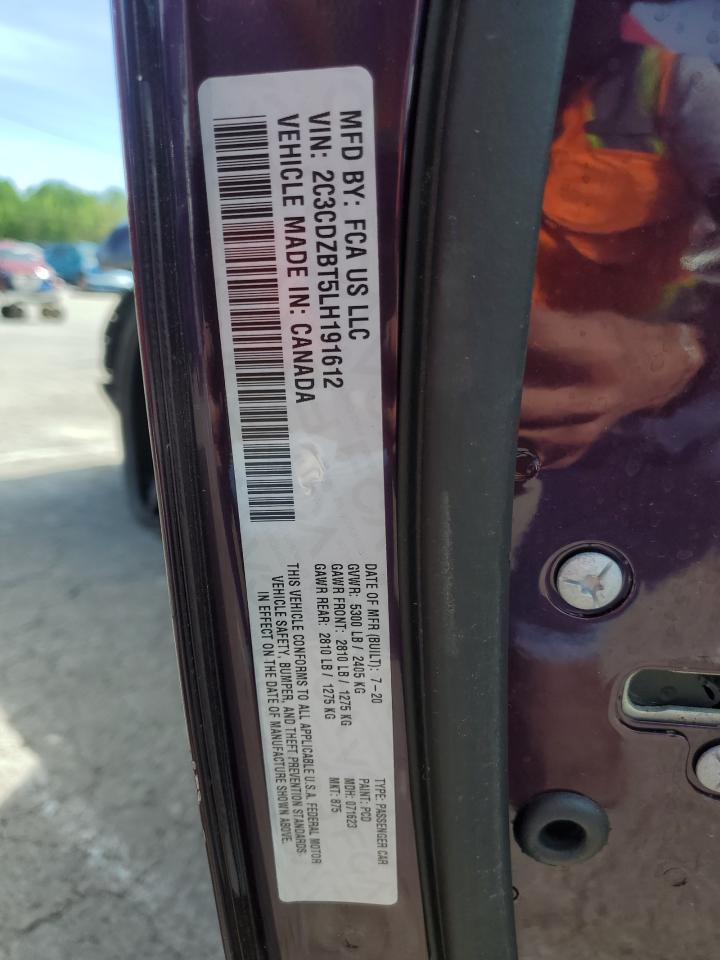 2020 Dodge Challenger R/T VIN: 2C3CDZBT5LH191612 Lot: 53670465