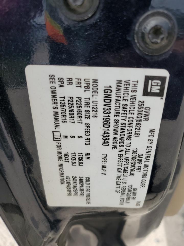 2006 Chevrolet Uplander Lt VIN: 1GNDV33196D143840 Lot: 53354065