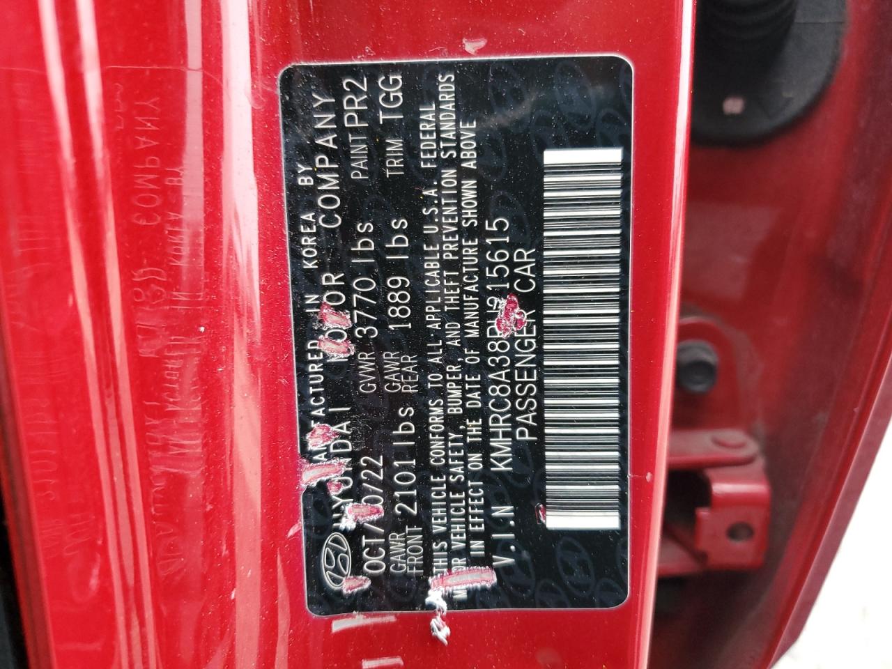 2023 Hyundai Venue Sel VIN: KMHRC8A38PU215615 Lot: 55314525