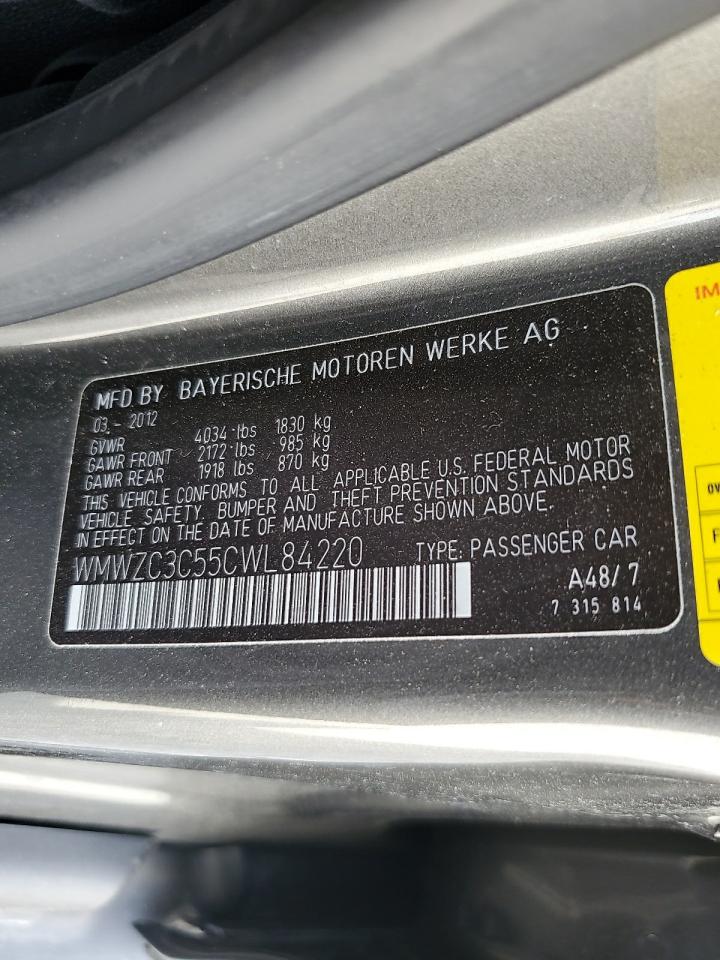 2012 Mini Cooper S Countryman VIN: WMWZC3C55CWL84220 Lot: 83820025