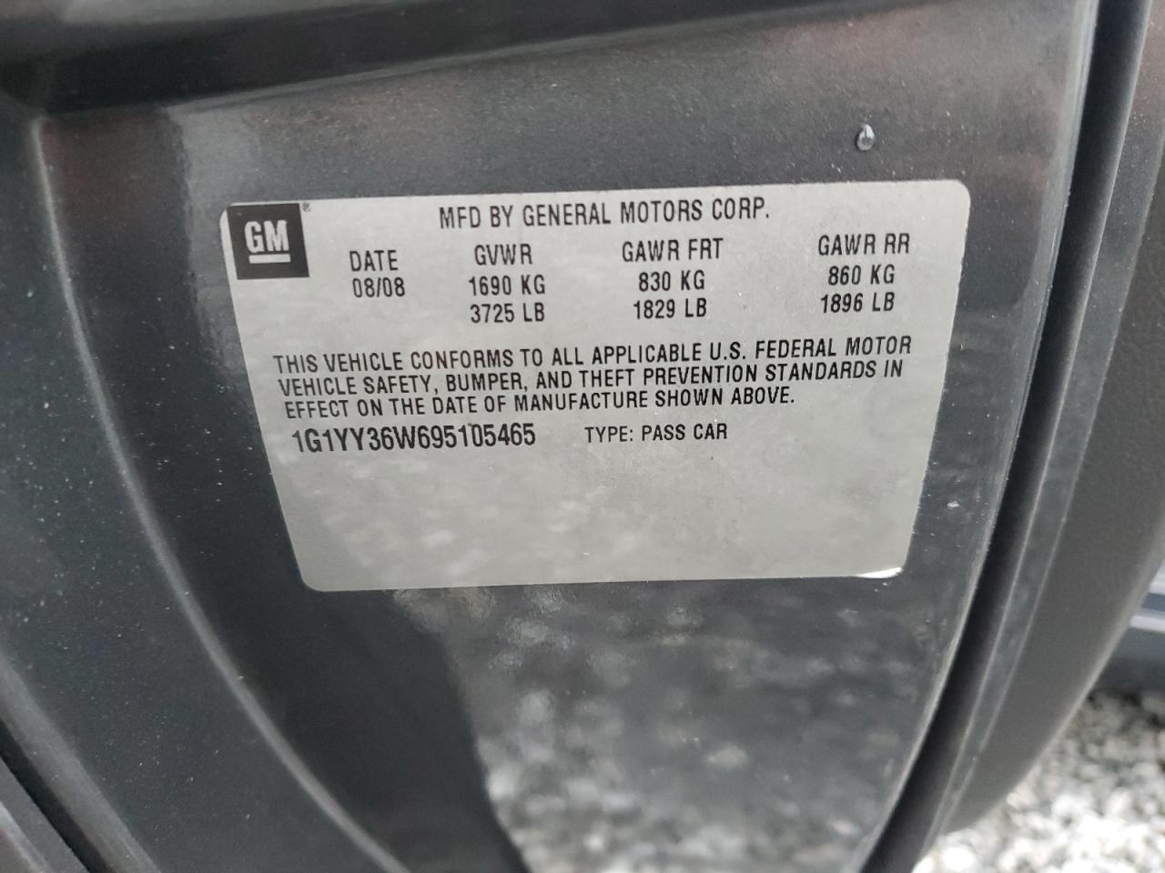 2009 Chevrolet Corvette VIN: 1G1YY36W695105465 Lot: 51821345