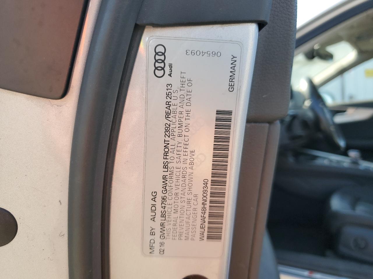 2017 Audi A4 Premium Plus VIN: WAUENAF48HN009340 Lot: 54080165