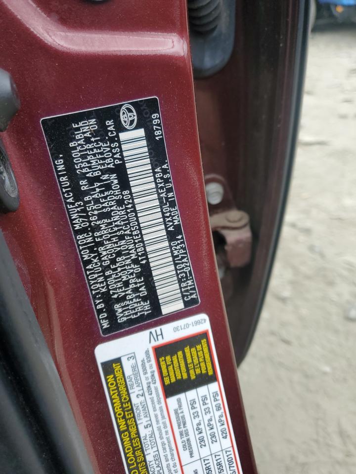 2013 Toyota Avalon Hybrid VIN: 4T1BD1EB5DU014208 Lot: 54713685