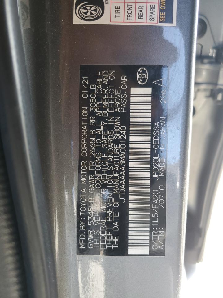 2021 Toyota Mirai Xle VIN: JTDAAAAA3MA001240 Lot: 54158425