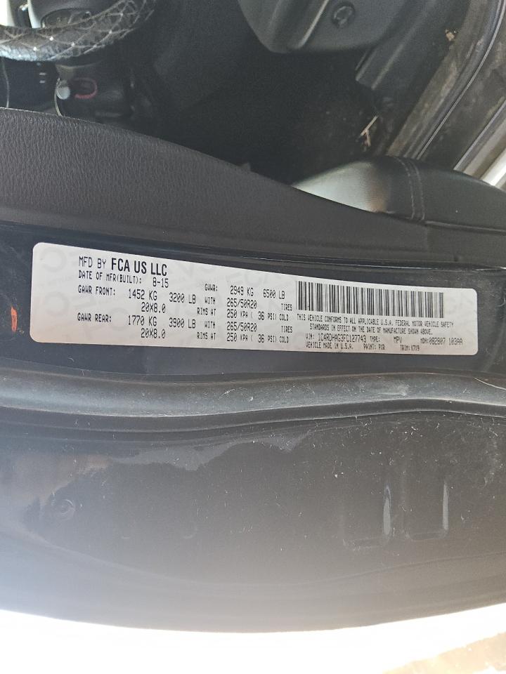 2015 Dodge Durango Sxt VIN: 1C4RDHAG3FC127743 Lot: 52189025