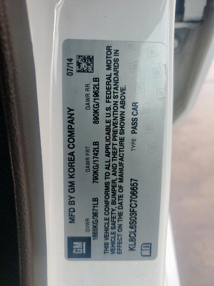 2015 Chevrolet Spark Ev 2Lt VIN: KL8CL6S03FC706657 Lot: 51333305