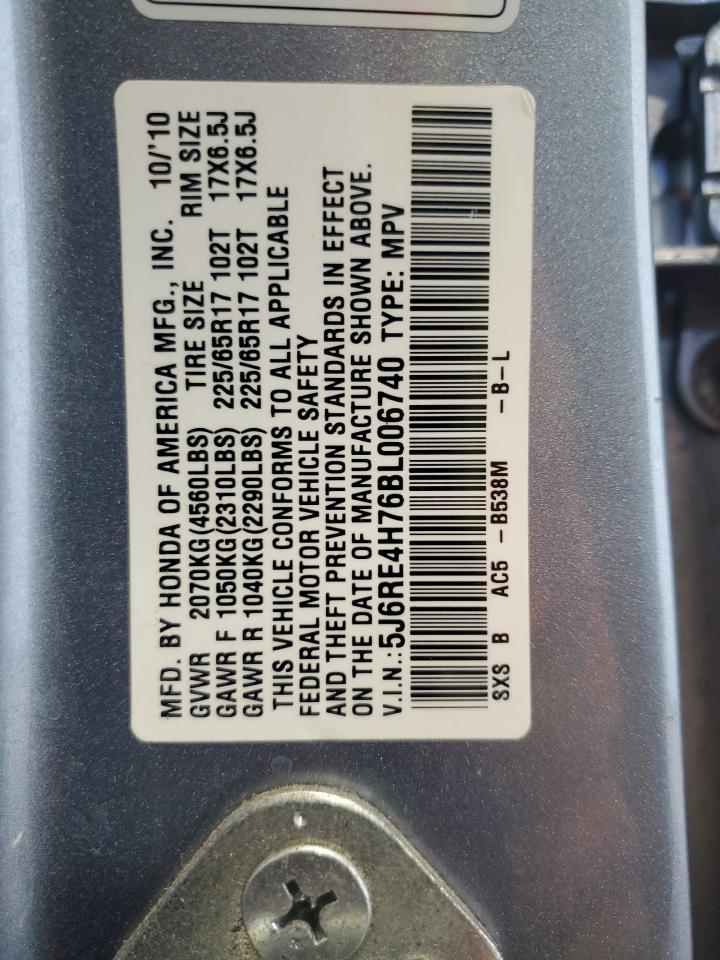 2011 Honda Cr-V Exl VIN: 5J6RE4H76BL006740 Lot: 55144025