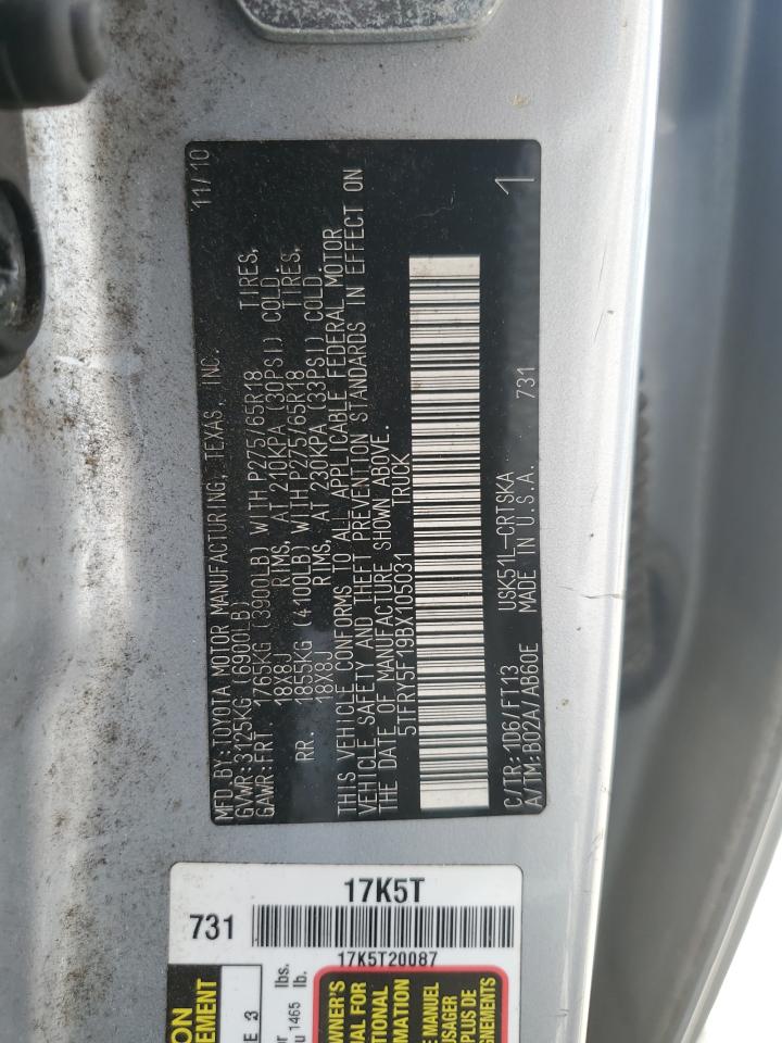 2011 Toyota Tundra Double Cab Sr5 VIN: 5TFRY5F19BX105031 Lot: 55159075