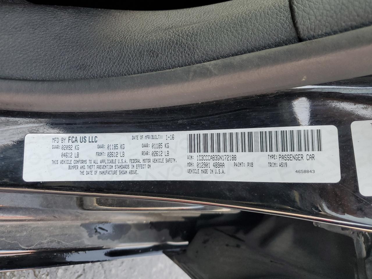 2016 Chrysler 200 Limited VIN: 1C3CCCAB3GN172188 Lot: 55087425