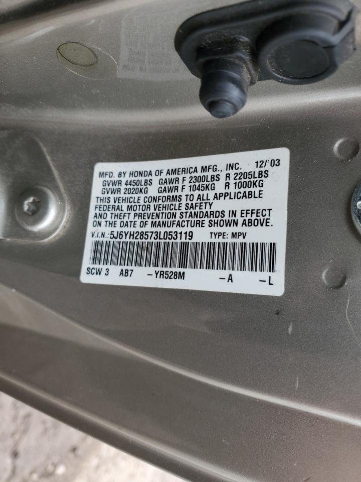 2003 Honda Element Ex VIN: 5J6YH28573L053119 Lot: 52763965