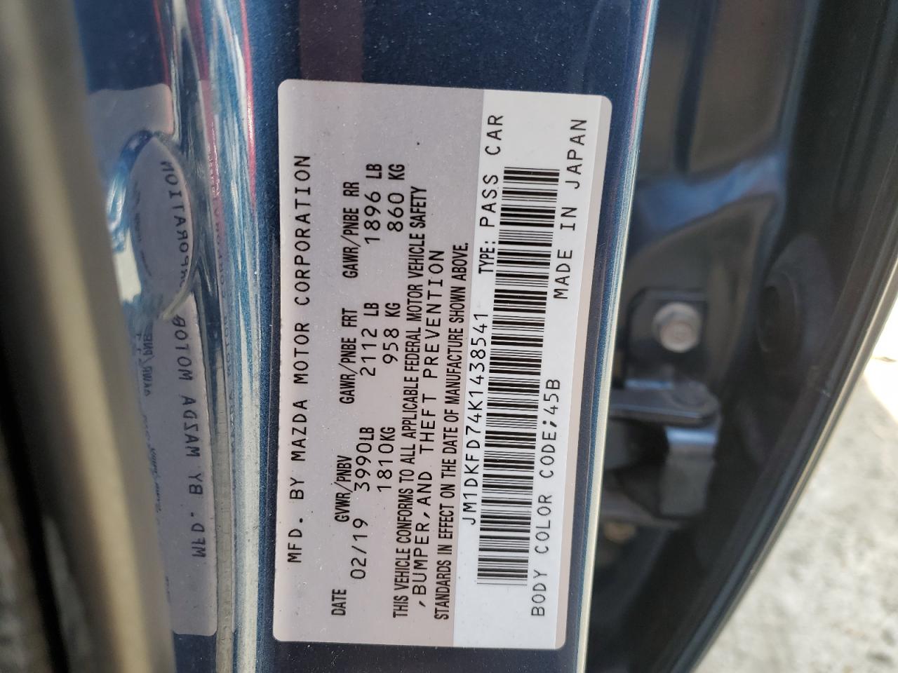 2019 Mazda Cx-3 Grand Touring VIN: JM1DKFD74K1438541 Lot: 54963135