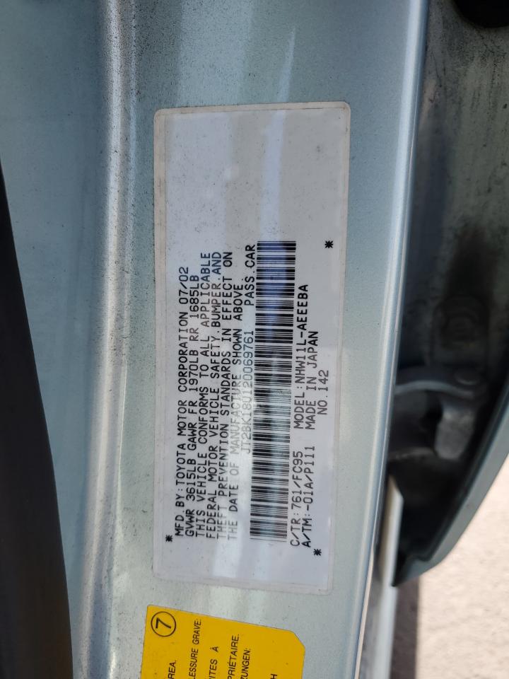 2002 Toyota Prius VIN: JT2BK18U120069761 Lot: 54386635