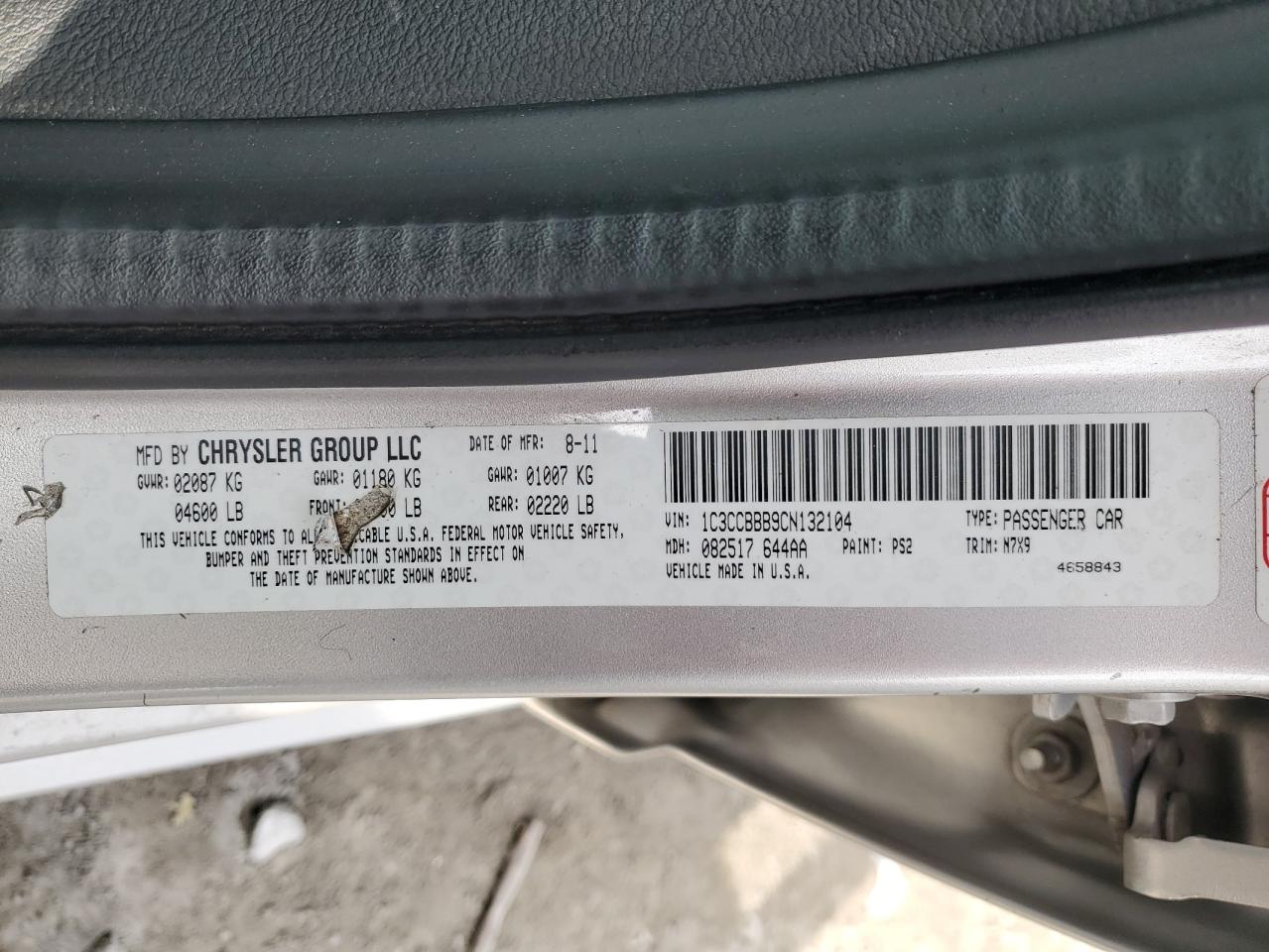 2012 Chrysler 200 Touring VIN: 1C3CCBBB9CN132104 Lot: 53732385