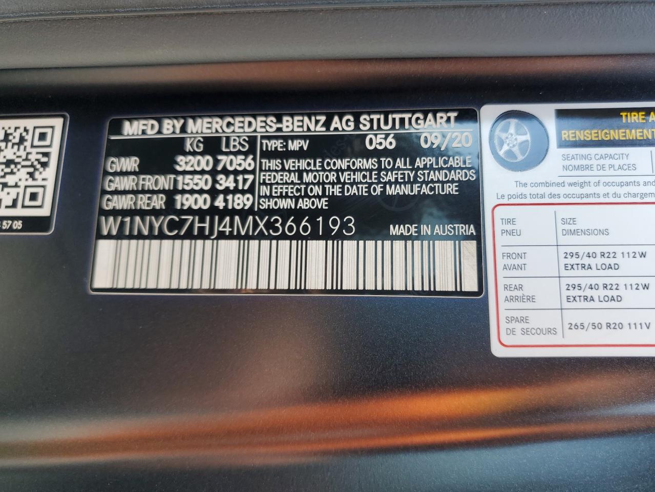 2021 Mercedes-Benz G 63 Amg VIN: W1NYC7HJ4MX366193 Lot: 54274335