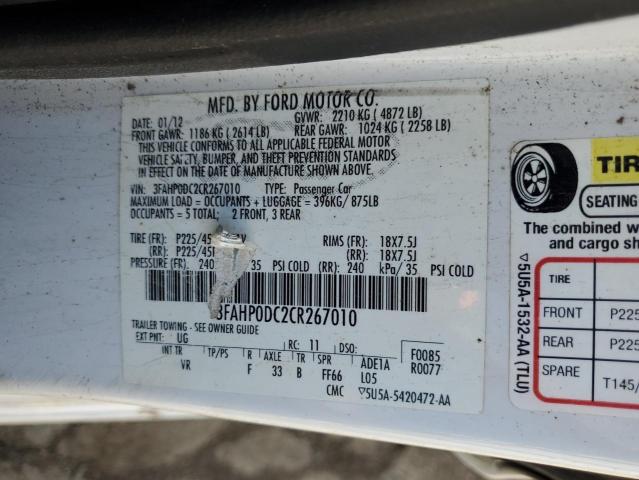 2012 FORD FUSION SPORT