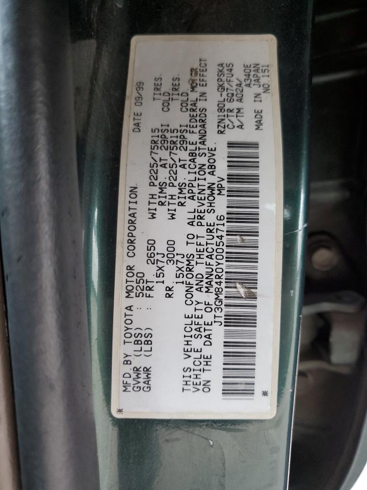 2000 Toyota 4Runner VIN: JT3GM84R0Y0054716 Lot: 53133445