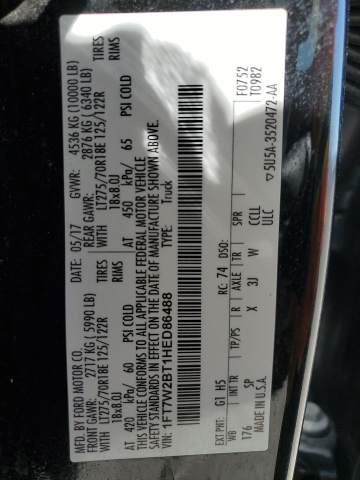 2017 Ford F250 Super Duty VIN: 1FT7W2BT1HED86488 Lot: 53905165