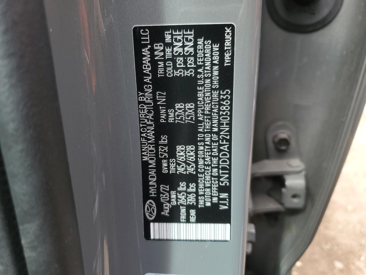 2022 Hyundai Santa Cruz Sel Premium VIN: 5NTJDDAF2NH038635 Lot: 52994645