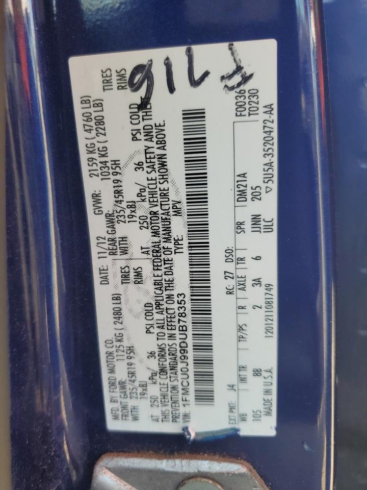 2013 Ford Escape Titanium VIN: 1FMCU0J99DUB78353 Lot: 54324725