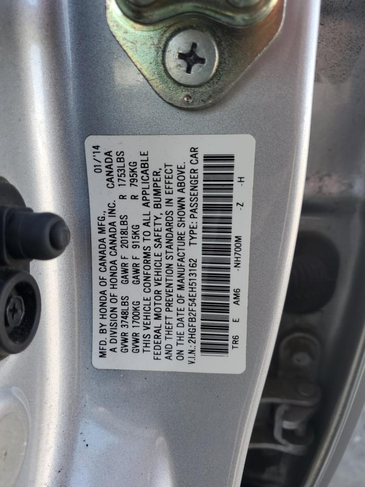2014 Honda Civic Lx VIN: 2HGFB2F54EH513162 Lot: 54994305