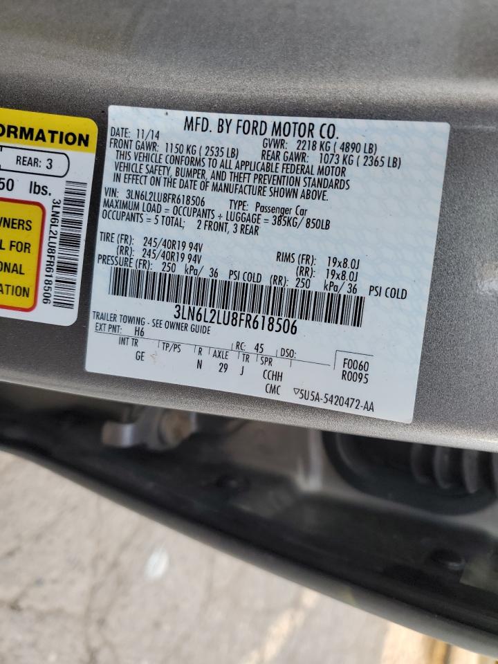 2015 Lincoln Mkz Hybrid VIN: 3LN6L2LU8FR618506 Lot: 54223965