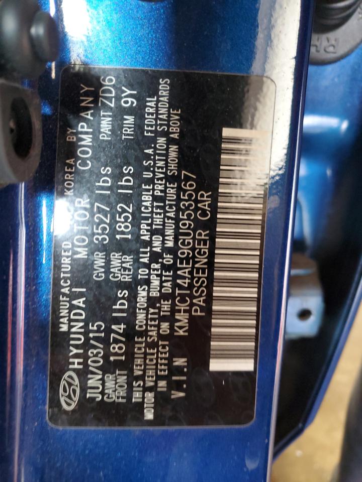 2016 Hyundai Accent Se VIN: KMHCT4AE9GU953567 Lot: 54542975