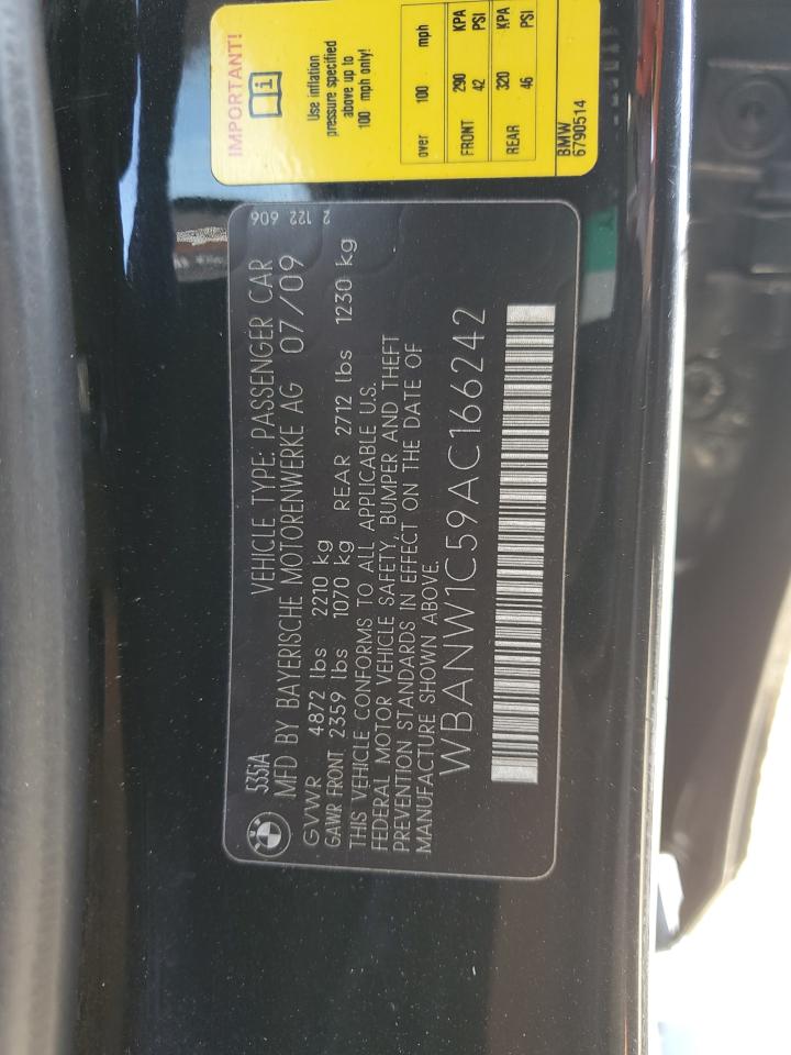 2010 BMW 535 I VIN: WBANW1C59AC166242 Lot: 52930145