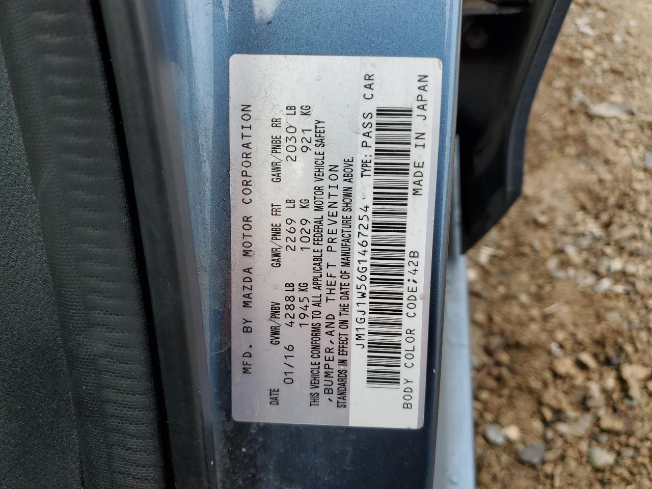 2016 Mazda 6 Grand Touring VIN: JM1GJ1W56G1467254 Lot: 50905345