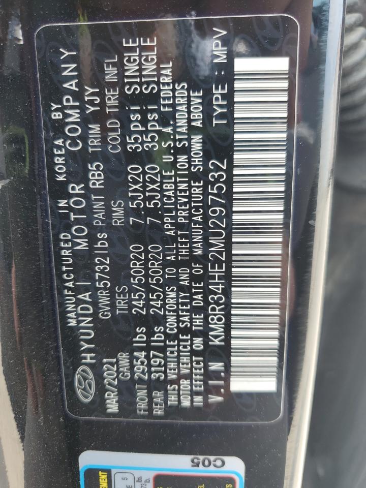 2021 Hyundai Palisade Sel VIN: KM8R34HE2MU297532 Lot: 54885925
