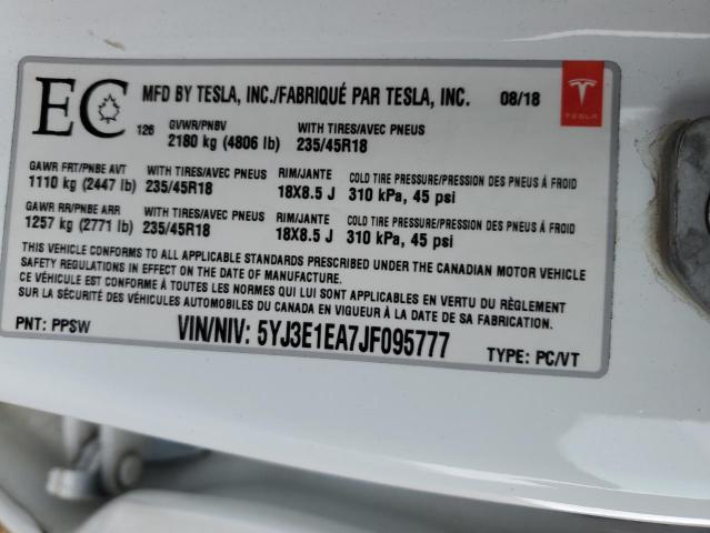 2018 TESLA MODEL 3 
