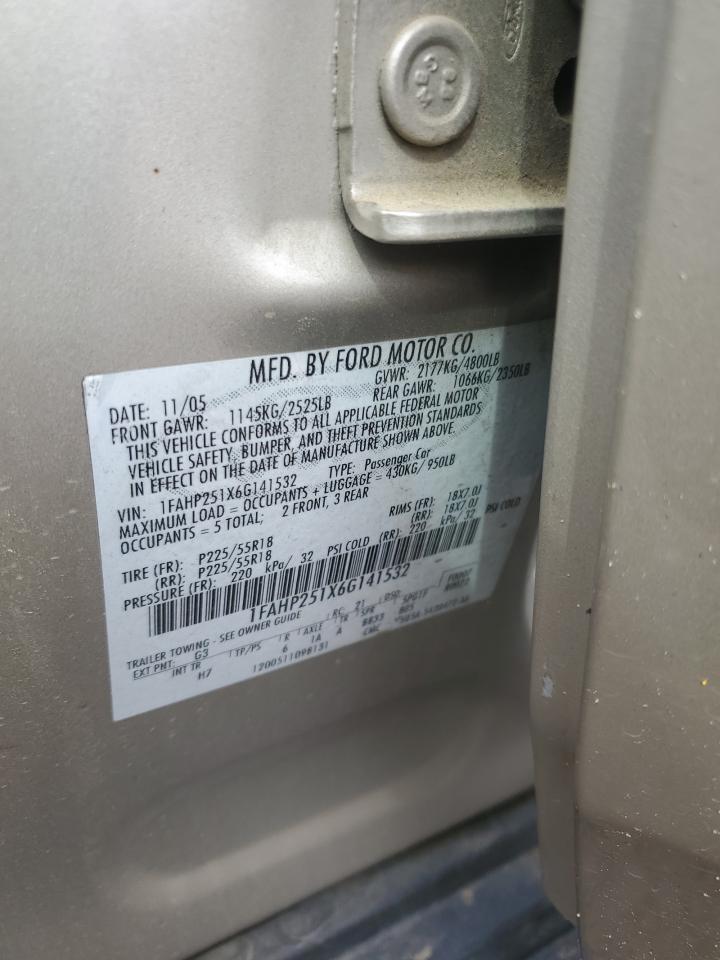 2006 Ford Five Hundred Limited VIN: 1FAHP251X6G141532 Lot: 54269725