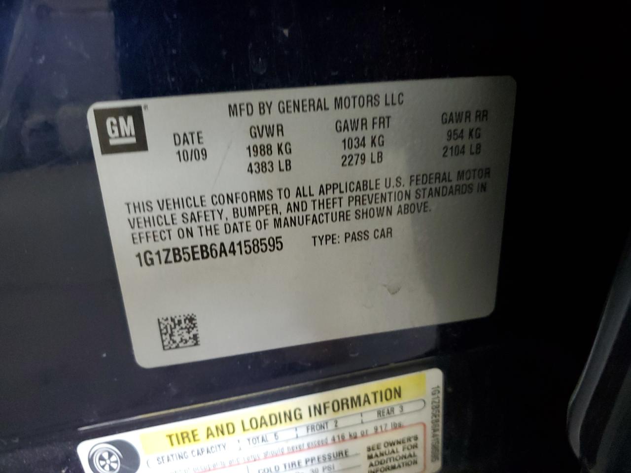 2010 Chevrolet Malibu Ls VIN: 1G1ZB5EB6A4158595 Lot: 54078305