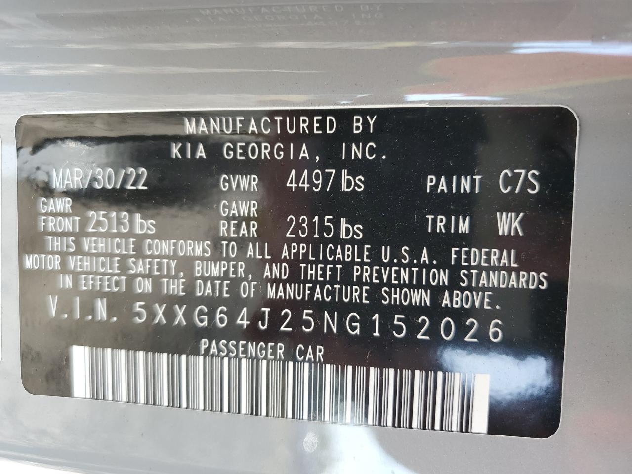 2022 Kia K5 Gt Line VIN: 5XXG64J25NG152026 Lot: 54302785
