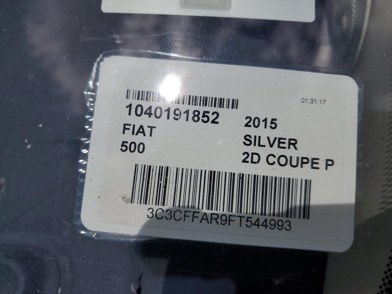 2015 Fiat 500 Pop VIN: 3C3CFFAR9FT544993 Lot: 55125525