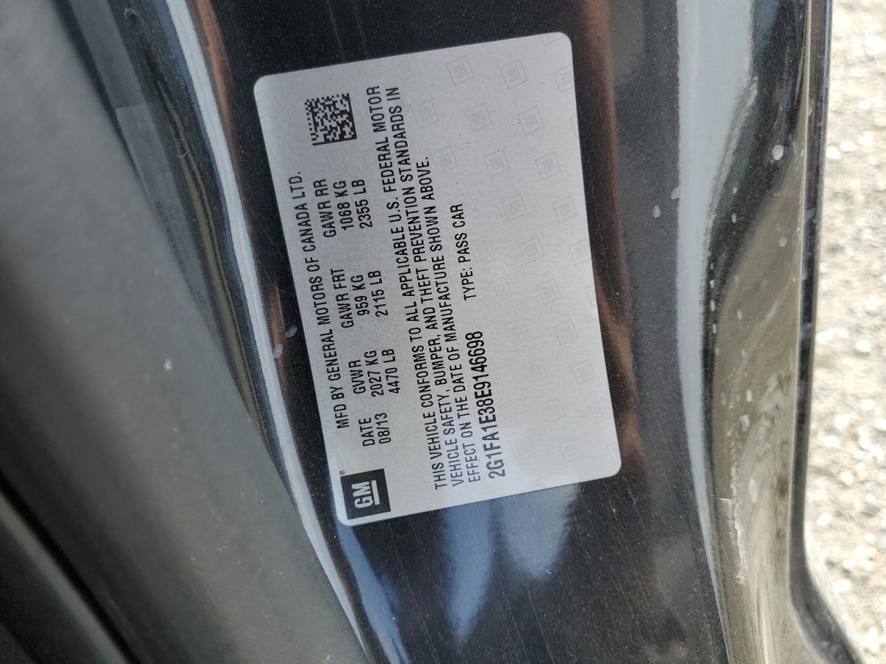 2014 Chevrolet Camaro Ls VIN: 2G1FA1E38E9146698 Lot: 89701575