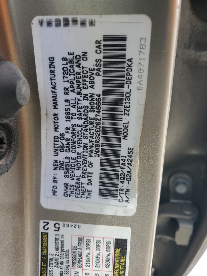 2006 Toyota Corolla Ce VIN: 1NXBR32E06Z746664 Lot: 53706325