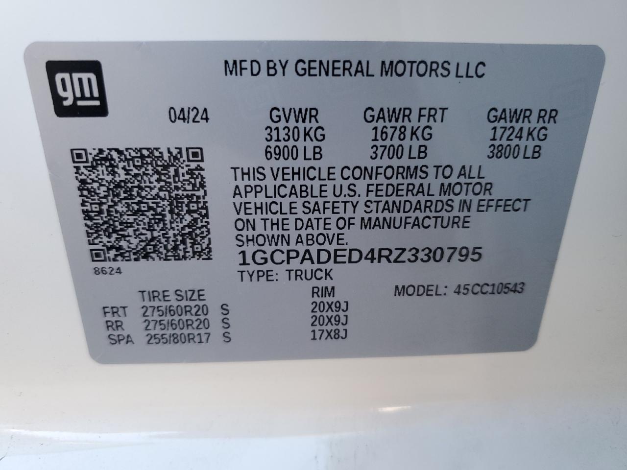 1GCPADED4RZ330795 2024 Chevrolet Silverado C1500 Rst