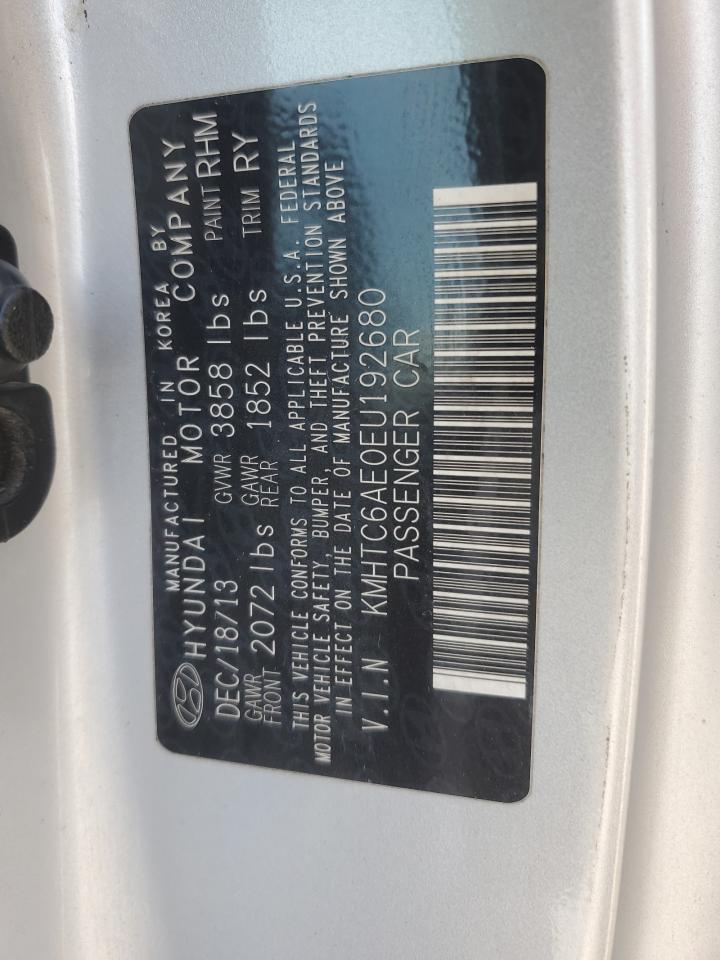 2014 Hyundai Veloster Turbo VIN: KMHTC6AE0EU192680 Lot: 54486575