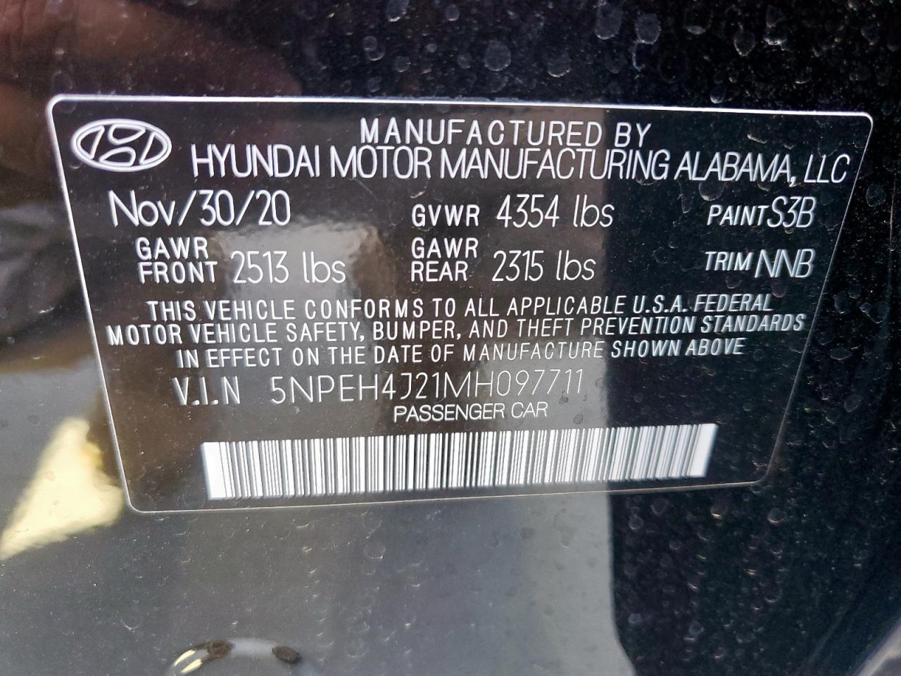 2021 Hyundai Sonata Limited VIN: 5NPEH4J21MH097711 Lot: 53969985