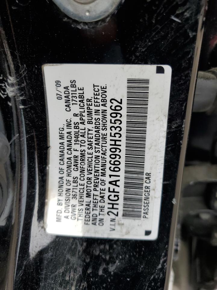 2009 Honda Civic Lx-S VIN: 2HGFA16699H535962 Lot: 54128745