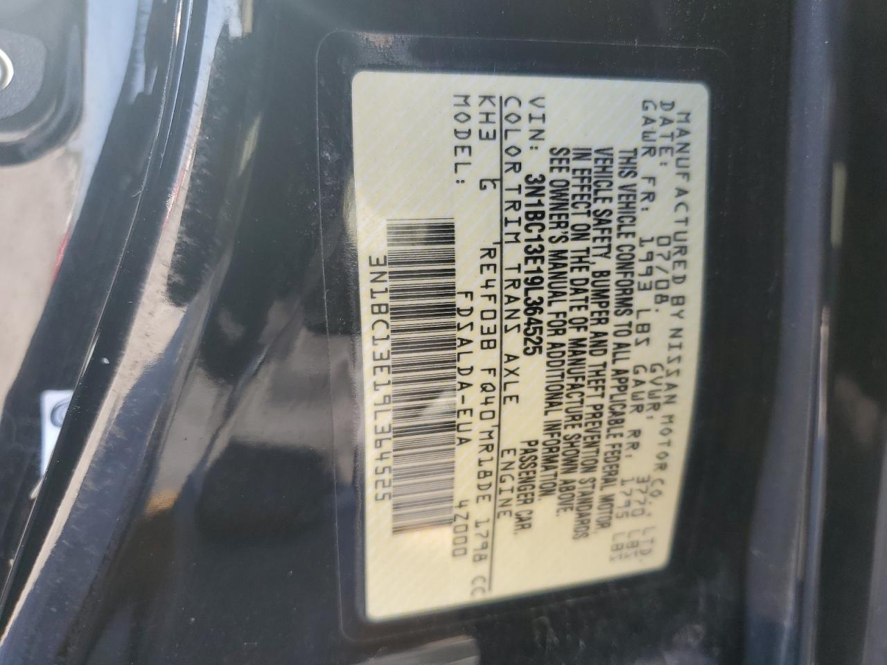 2009 Nissan Versa S VIN: 3N1BC13E19L364525 Lot: 51923945