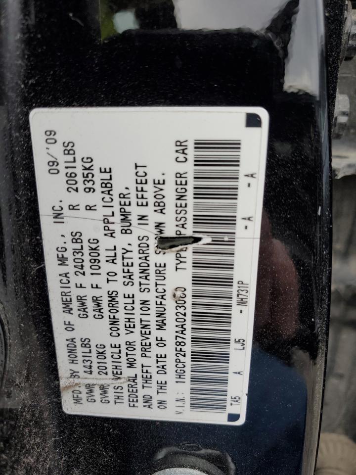 2010 Honda Accord Exl VIN: 1HGCP2F87AA023080 Lot: 53456185