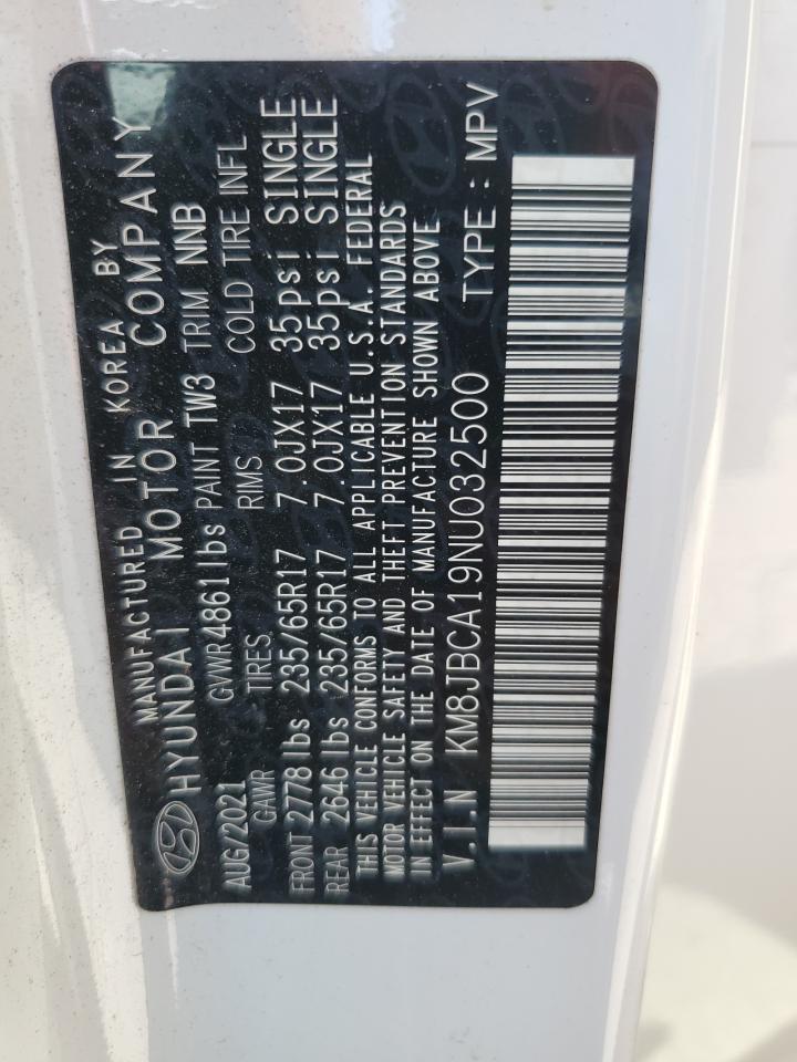 2022 Hyundai Tucson Blue VIN: KM8JBCA19NU032500 Lot: 54182505
