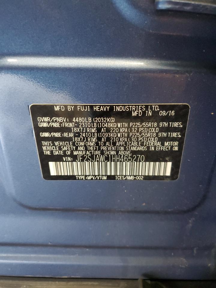2017 Subaru Forester 2.5I Touring VIN: JF2SJAWC1HH465270 Lot: 54164875