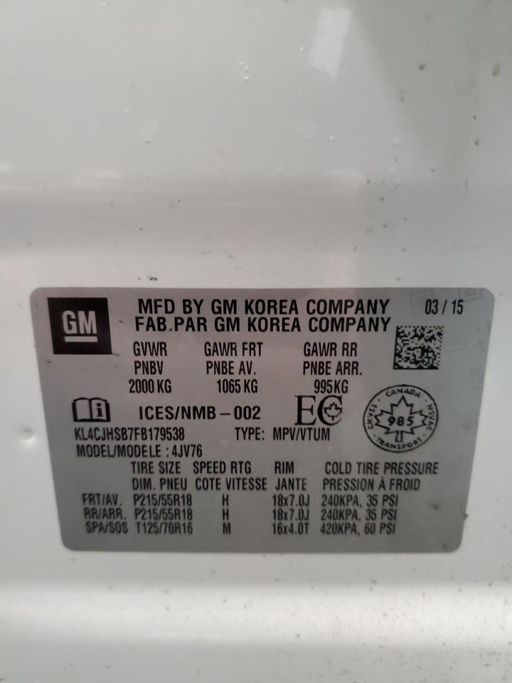 2015 BUICK ENCORE with FRONT END damage, VIN KL4CJHSB7FB179538