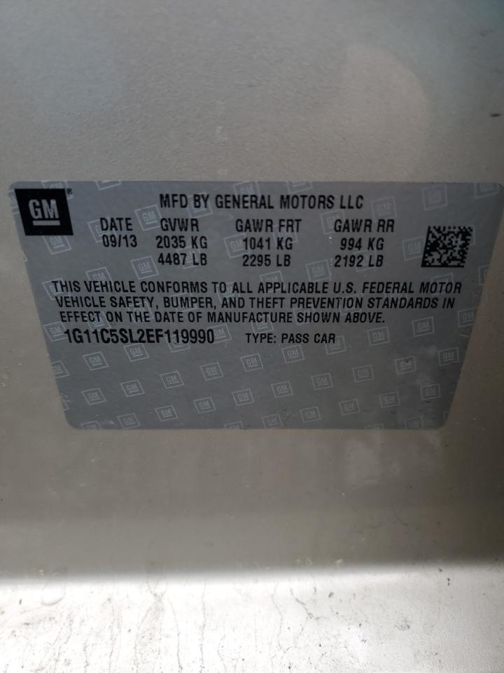 2014 Chevrolet Malibu 1Lt VIN: 1G11C5SL2EF119990 Lot: 52504865