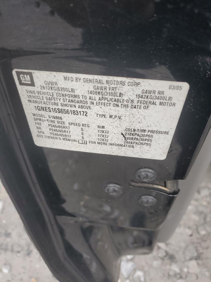 2005 Chevrolet Trailblazer Ext Ls VIN: 1GNES16S656183172 Lot: 52137445