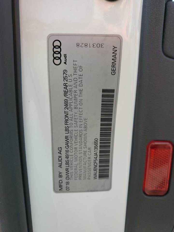 2018 Audi A5 Premium Plus S-Line VIN: WAUENCF54JA135650 Lot: 54537625